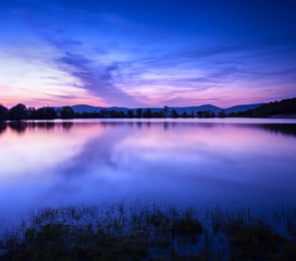 Beautiful spring night on the pond in Crimea