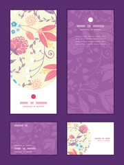 Vector fresh field flowers and leaves vertical frame pattern