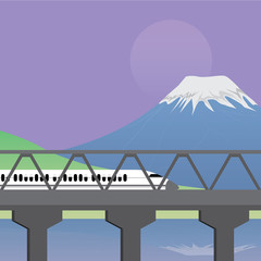 Express Train across Bridge and Mountain