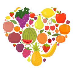 Healthy lifestyle fruit heart. Fresh fruits