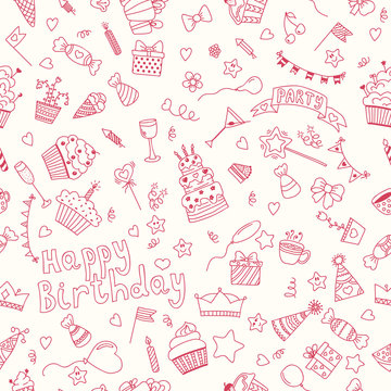Seamless pattern with Birthday elements. Birthday party backgrou