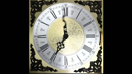 Clock face running backward at speed ornate grandfather time tra