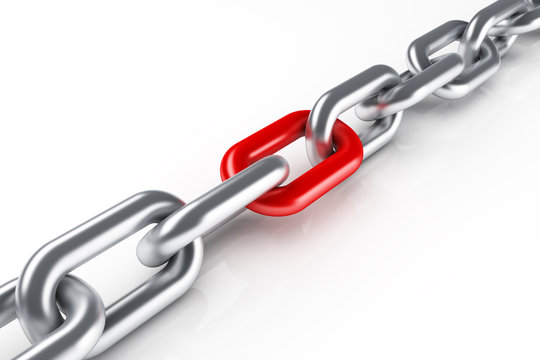 Steel chain with red link