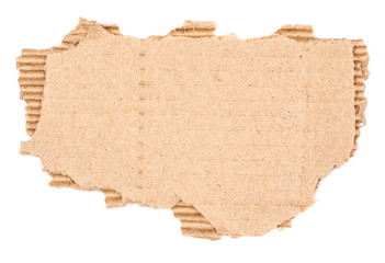 old textured cardboard sheet with torn edges isolated over white