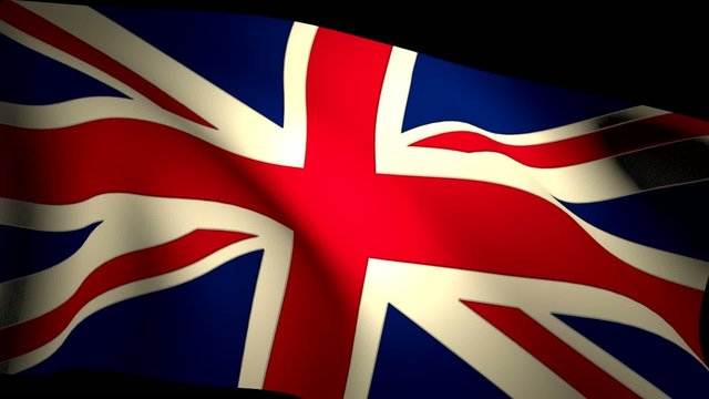 UK Britain Union Jack Flag Closeup Waving Backlit Seamless Loop 