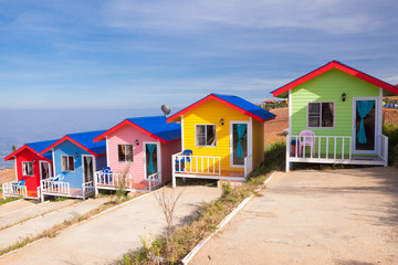 Colorful cabins on the mountain