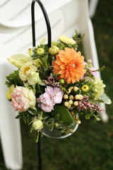 Floral Arrangement Along the Wedding Aisle