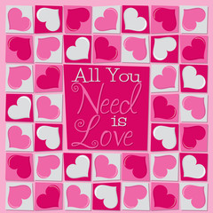 Funky mosaic love heart Valentine's Day card in vector format.