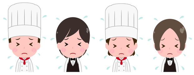 コック　ウェイトレス　緊張