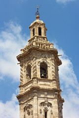 Fototapeta na wymiar Bell tower of St Catalina church in Valencia, Spain.