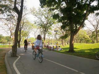 People riding bicycle in the park