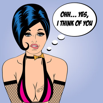 sexy horny woman in comic style, xxx illustration