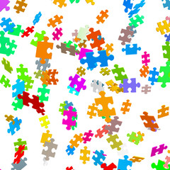 Puzzle, Puzzleteile, fliegend, Perspektive, Jigsaw, bunt, 3D