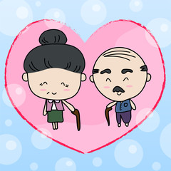 Elderly couple of lover Vector illustration