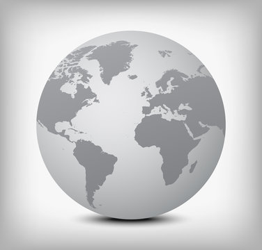 vector gray globe icon on light gray