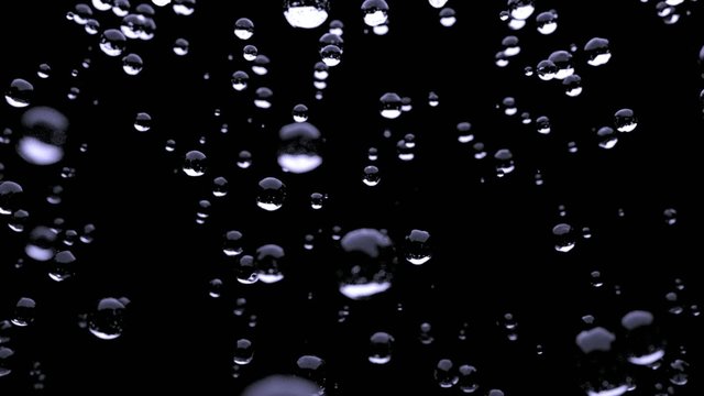 Rain water droplets close up falling DOF slow motion loop blue t