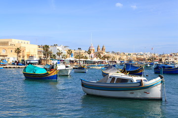 Fototapeta na wymiar Marsaxlokk Fishing Village, Malta