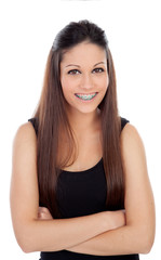 Fototapeta premium Attractive young woman with brackets