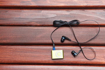 MP3 player on a wooden table