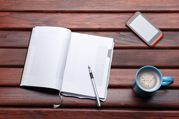 telephone and coffee on the table
