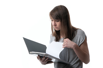 Woman reading documents