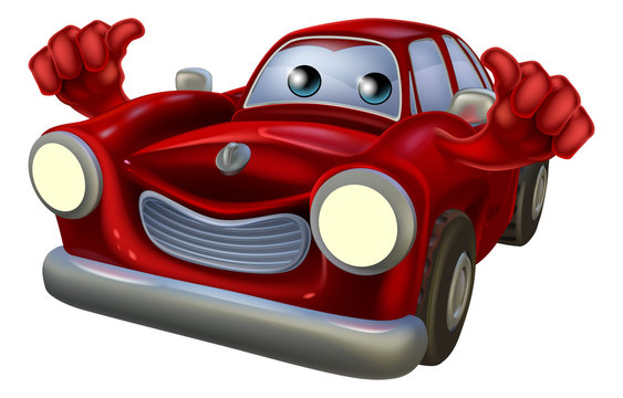 Thumbs up cartoon car mascot