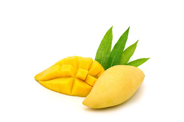 Ripe mango fruit isolated on white background