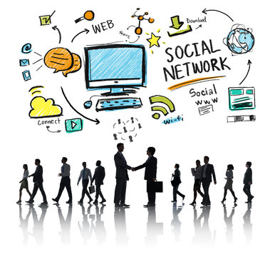 Social Network Social Media Business People Handshake Concept