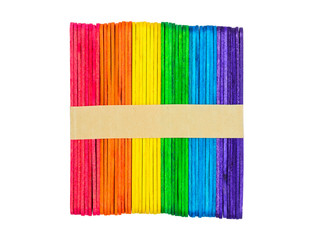 Colorful wood ice cream stick isolated on white