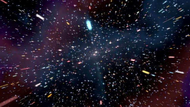 Space horizontal warp speed hyperspace travel through starfield 