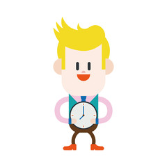 Character illustration design. Businessman on time cartoon,eps
