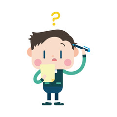 Character illustration design. Businessman having question carto
