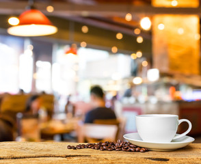 Coffee shop blur background with bokeh image.