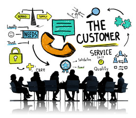 Fototapeta na wymiar The Customer Service Target Market Support Assistance Concept