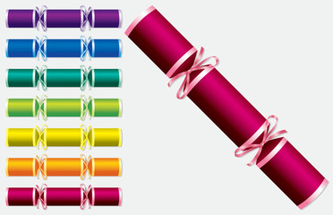 Bright retro Christmas crackers in vector format.
