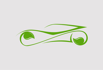 Car ecology leaf logo vector
