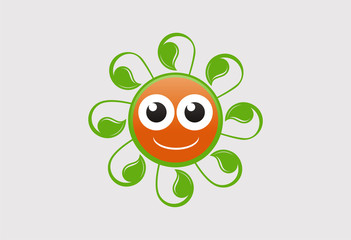 Flower ecology leaf cartoon logo vector