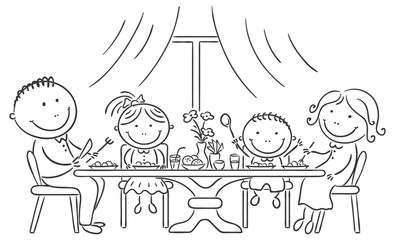 Family having meal together