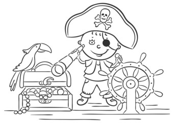 Little boy playing pirate
