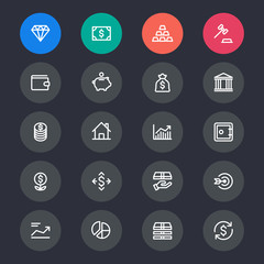 Business and investment line icons