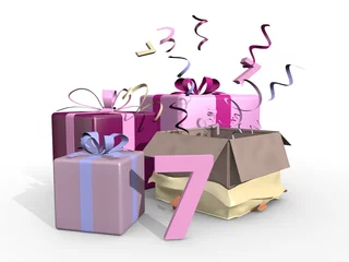 Foto op Canvas Roze cadeautjes voor de zevende © emieldelange