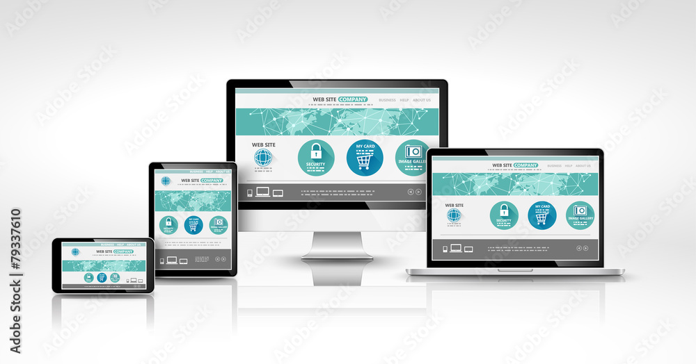 Sticker modern devices with web design