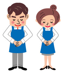 お辞儀　男女　イラスト