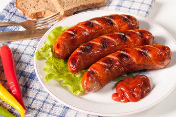 Grilled sausage.