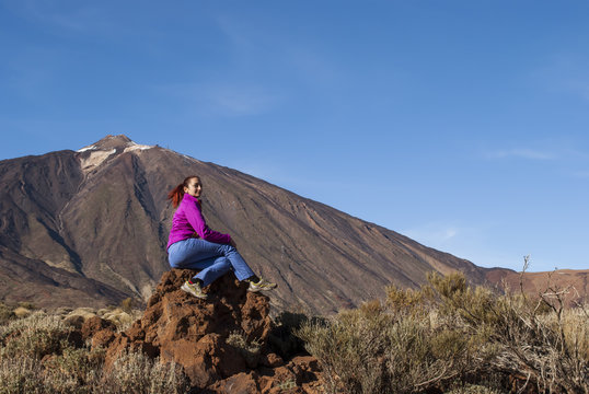 Teide, Tenerife - hiker resting in the sun