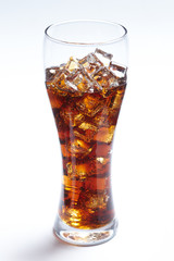 cola with ice cubes