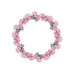 Wreath of forget-me-not. Vector template frame