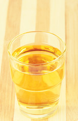 Apple juice in glass.