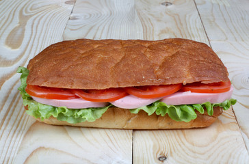 Ciabatta bread sandwiches with sausage