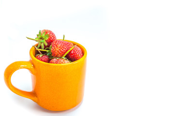 cup of fresh strawberry isolated on white background.